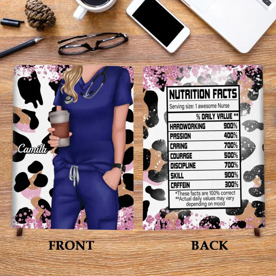 Nutrition Facts - Personalized Custom Leather Journal - Nurse's Day Gift For Nurse