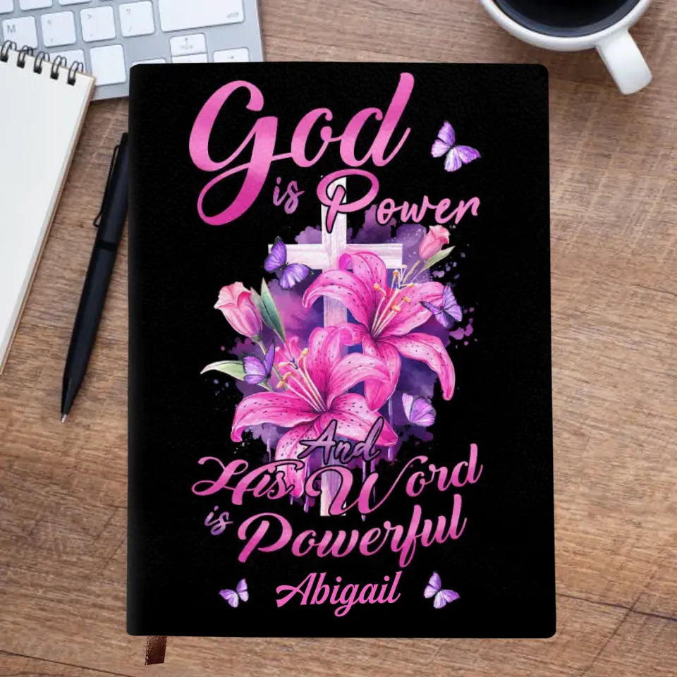 God Is Power And His World Is Powerful - Personalized Custom Leather Journal - Gift For Family, Family Members