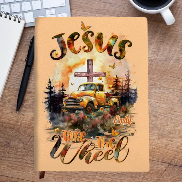 Jesus Take The Wheel V3 - Personalized Custom Leather Journal - Memorial Gift For Besties