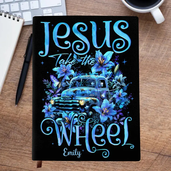 Jesus Take The Wheel V2 - Personalized Custom Leather Journal - Memorial Gift For Besties