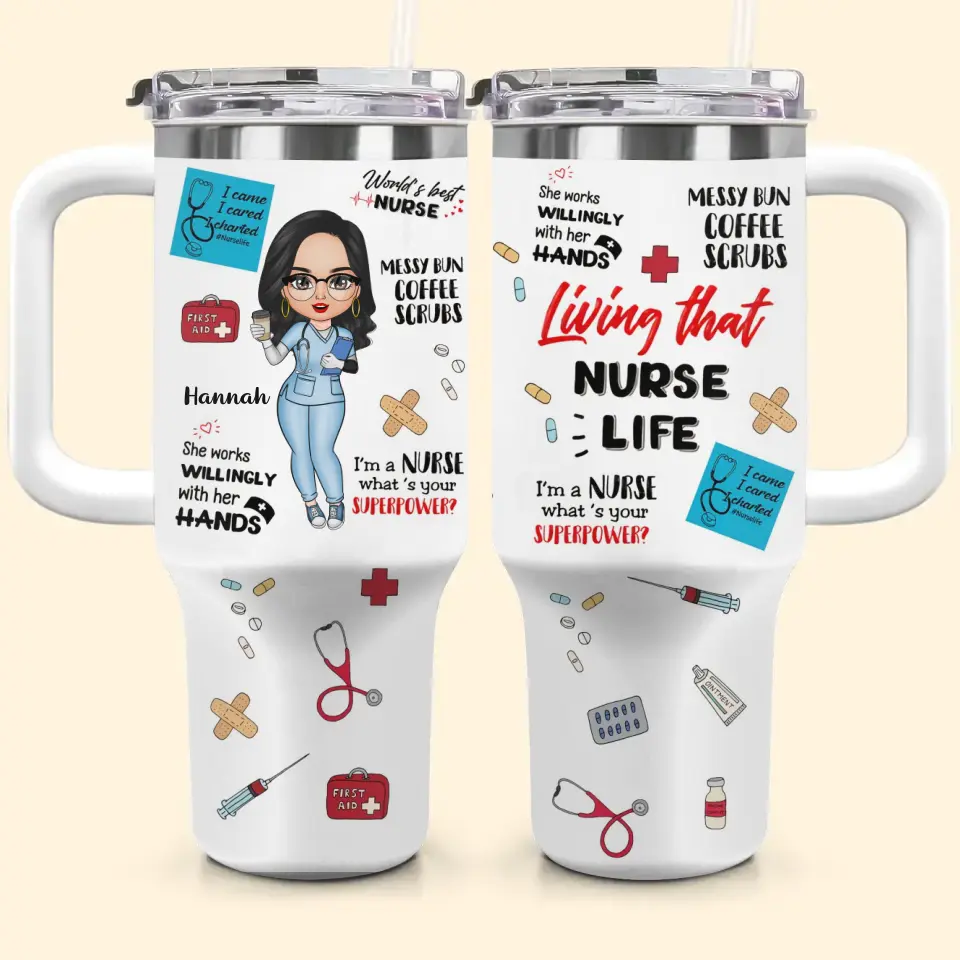 World's Best Nurse - Personalized Custom Tumbler With Handle - Nurse's Day, Appreciation Gift For Nurse