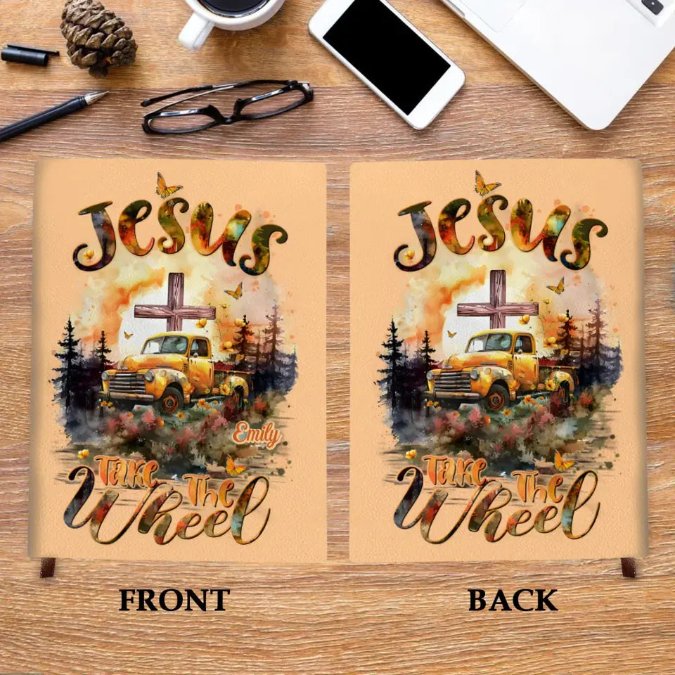 Jesus Take The Wheel V3 - Personalized Custom Leather Journal - Memorial Gift For Besties