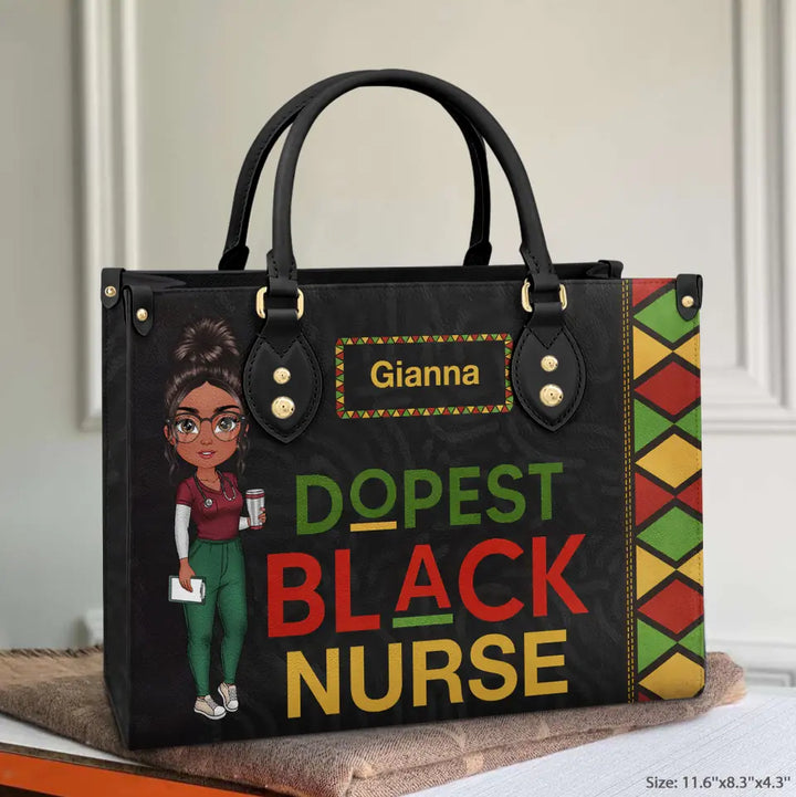 Dopest Black Nurse - Personalized Custom Leather Bag - Nurse's Day, Appreciation Gift For Nurse