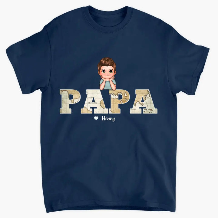 Vintage Map Papa - Custom T-shirt - Father's Day Gift