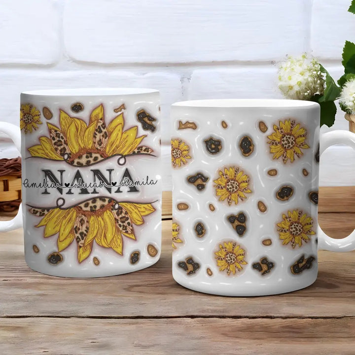 Nana Sunflower - Personalized Custom White Mug - Mother's Day Gift For Mom, Family Members