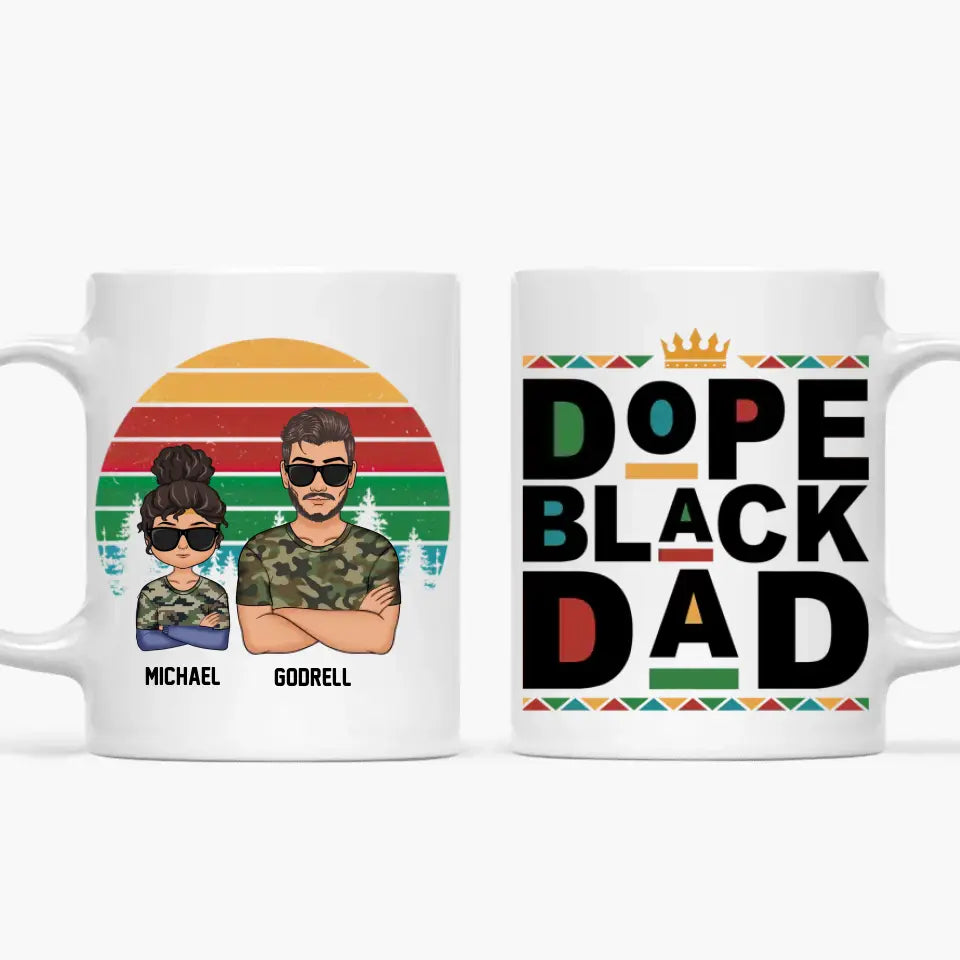 Dope Black Dad - Personalized White Mug - Father's Day Gift