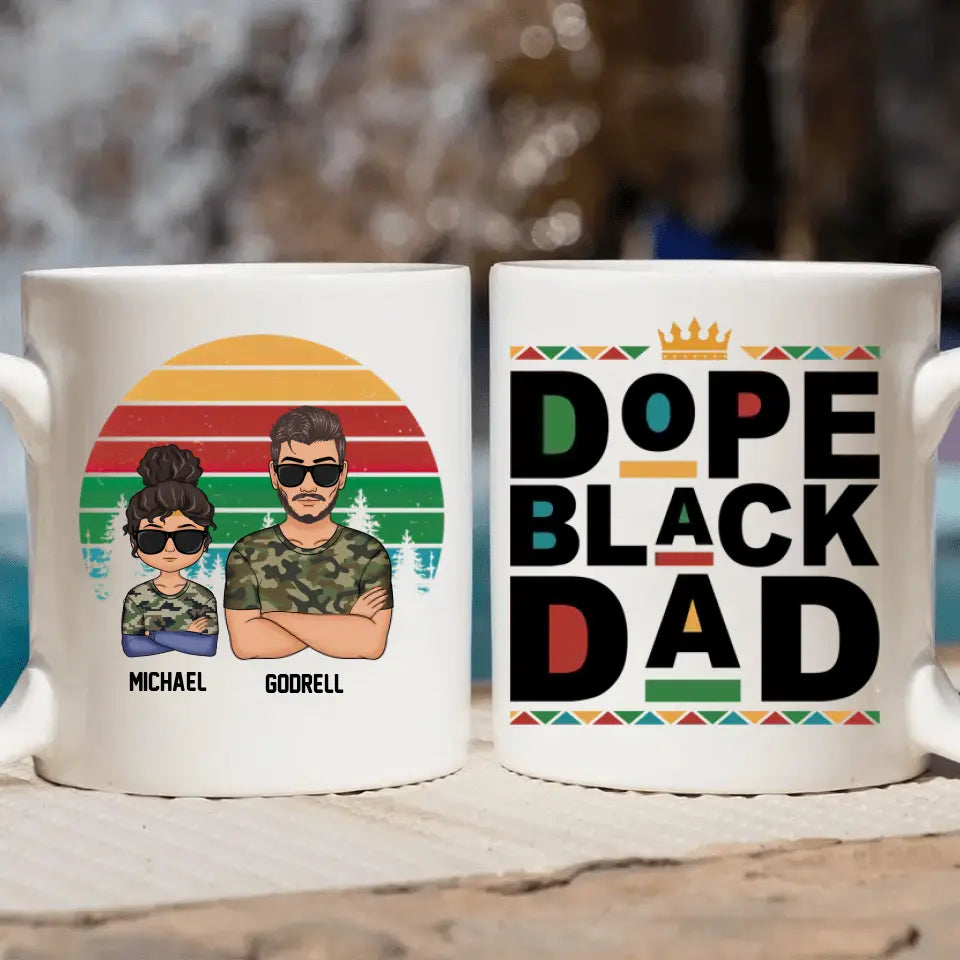 Dope Black Dad - Personalized White Mug - Father's Day Gift