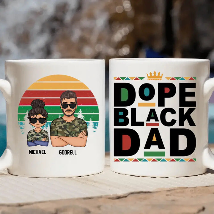 Dope Black Dad - Personalized White Mug - Father's Day Gift