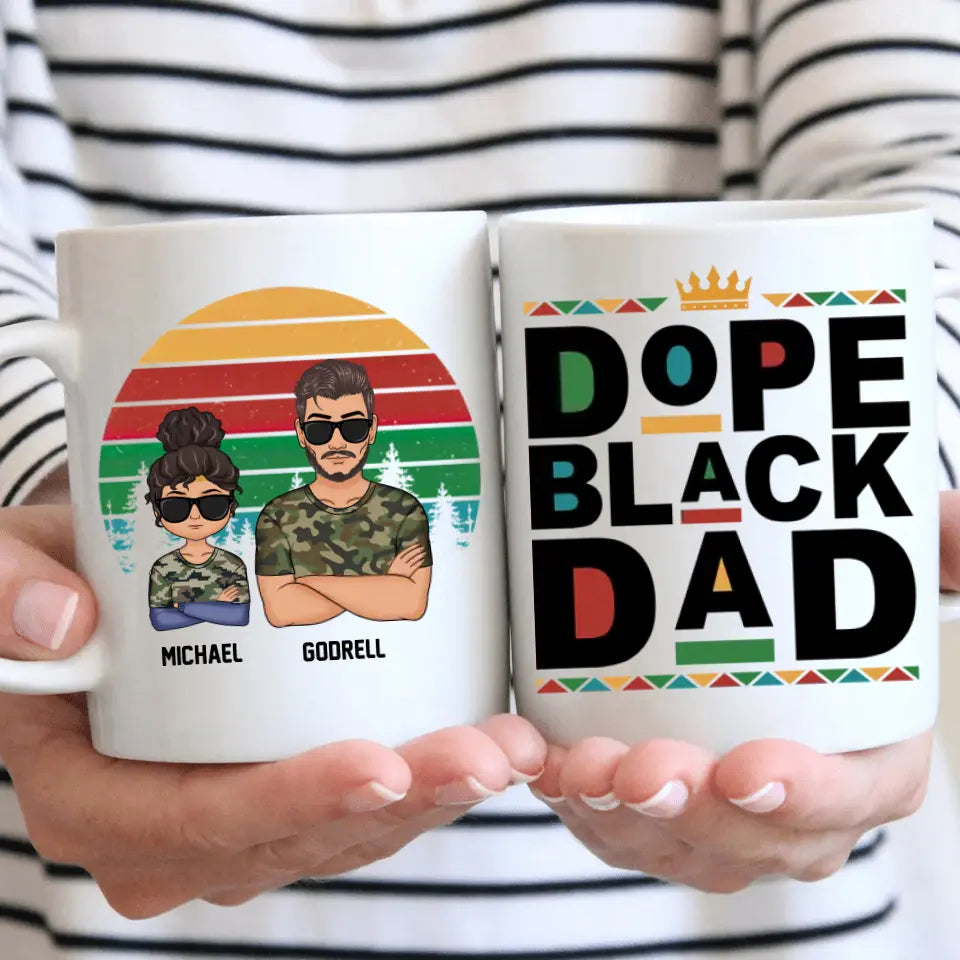 Dope Black Dad - Personalized White Mug - Father's Day Gift