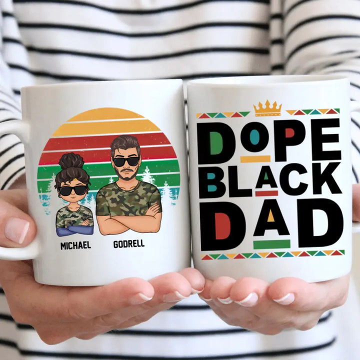 Dope Black Dad - Personalized White Mug - Father's Day Gift