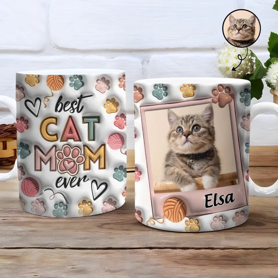 Cat Mom Cat Dad - Personalized Custom 3D Inflated Effect Printed Mug - Gift For Cat Lover, Cat Mom, Cat Dad, Cat Owner
