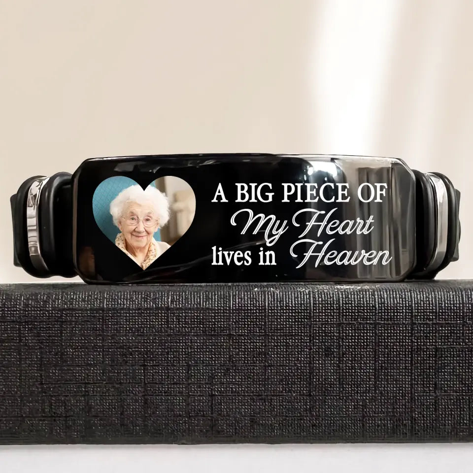 A Big Piece Of My Heart Lives In Heaven - Custom Bracelet - Sympathy Gift