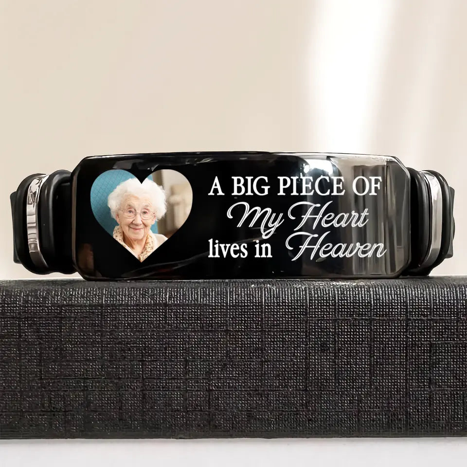 A Big Piece Of My Heart Lives In Heaven - Custom Bracelet - Sympathy Gift