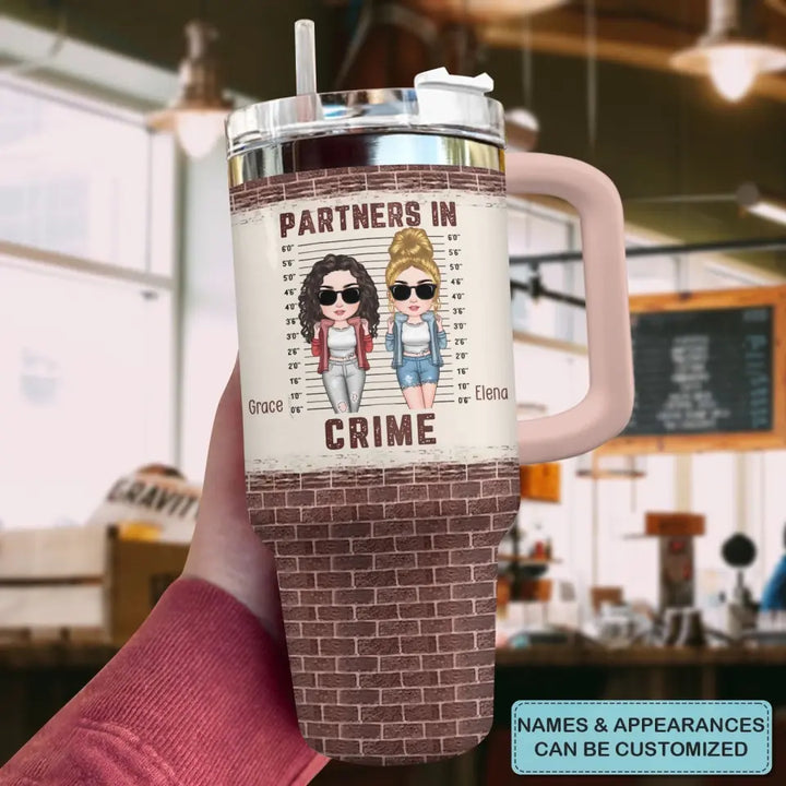 Partners In Crime - Personalized Custom Tumbler With Handle- Gift For Friend, Bestie