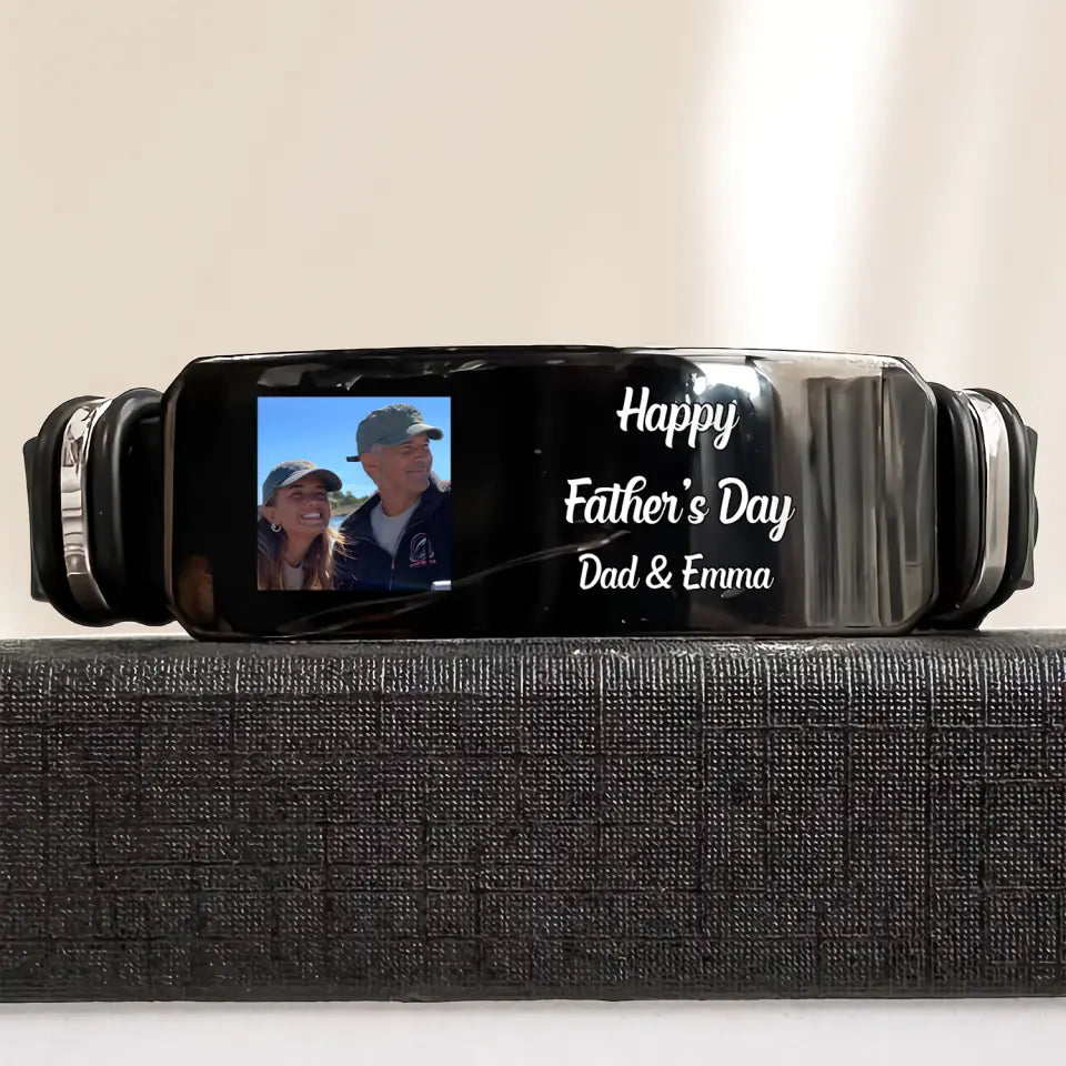 Happy Father's Day - Personalized Custom Photo Bracelet - Father's Day Gift For Dad