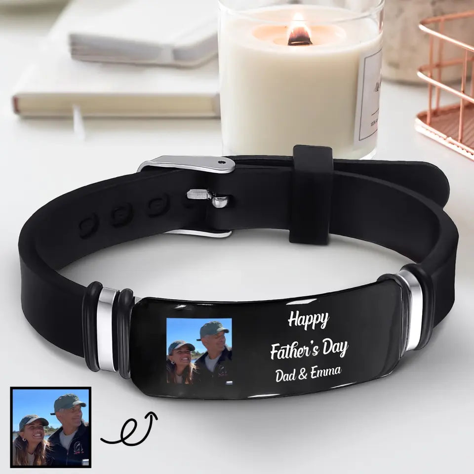 Happy Father's Day - Personalized Custom Photo Bracelet - Father's Day Gift For Dad