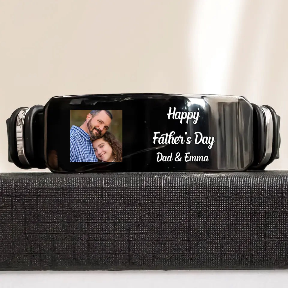 Happy Father's Day - Personalized Custom Photo Bracelet - Father's Day Gift For Dad