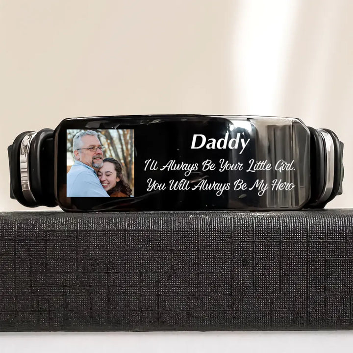 You Will ALways Be My Hero - Personalized Custom Photo Bracelet - Father's Day Gift For Dad