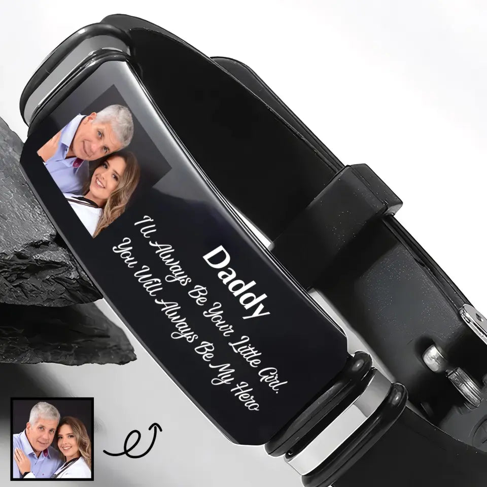 You Will ALways Be My Hero - Personalized Custom Photo Bracelet - Father's Day Gift For Dad