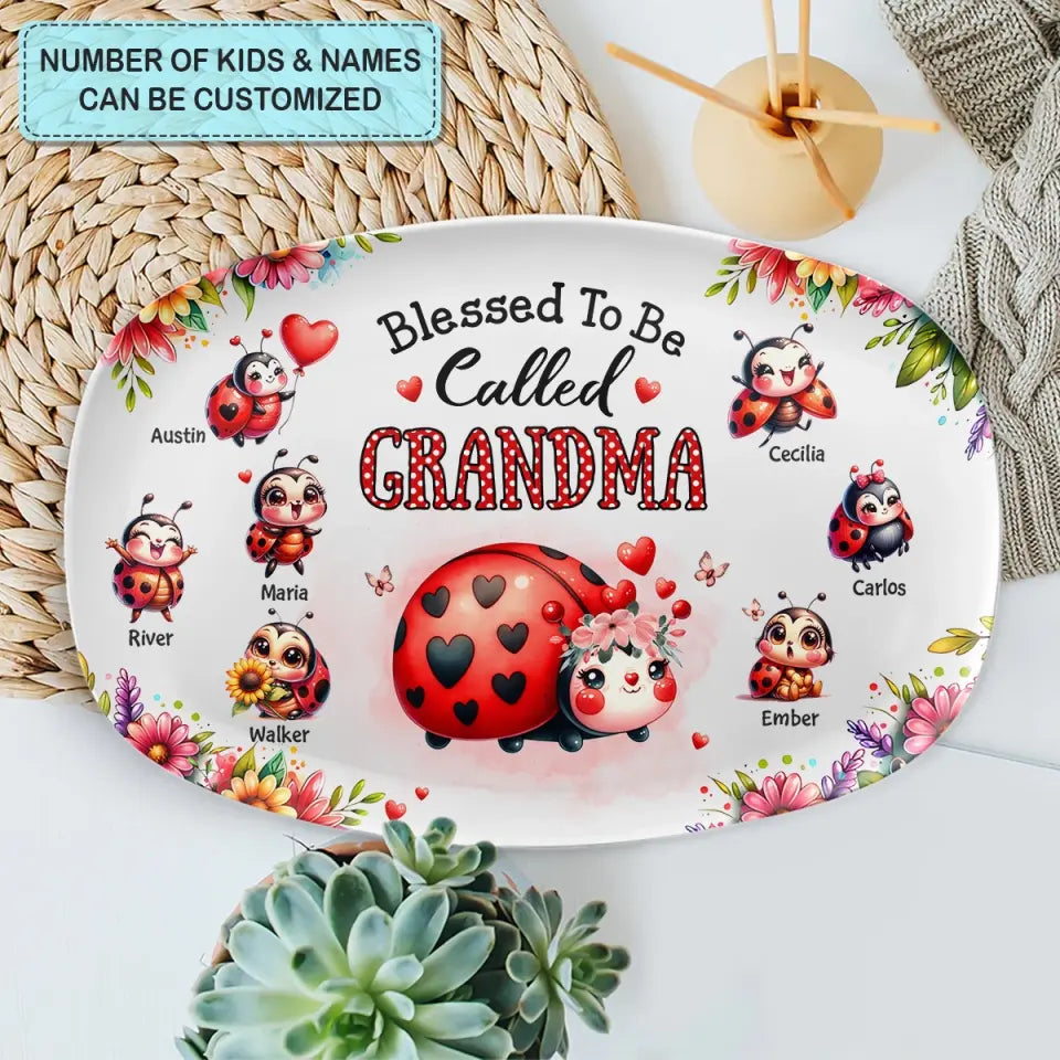 Blessed To Be Called Nana - Personalized Custom Platter - Gift For Grandma