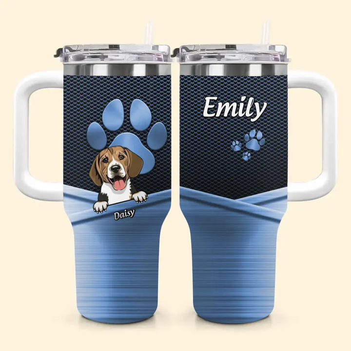 Dog Paws - Personalized Custom Tumbler With Handle - Gift For Dog Owner, Dog Lover