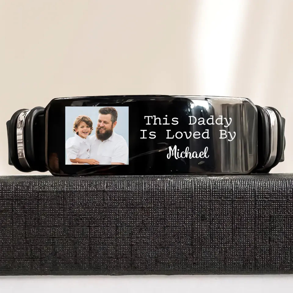 This Dad Is Loved By - Personalized Custom Photo Bracelet - Gift For Dad