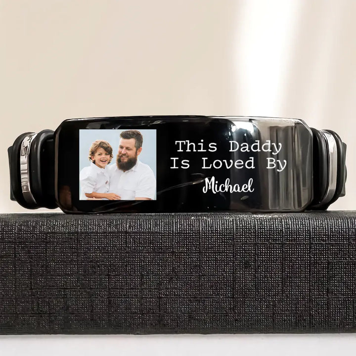 This Dad Is Loved By - Personalized Custom Photo Bracelet - Gift For Dad
