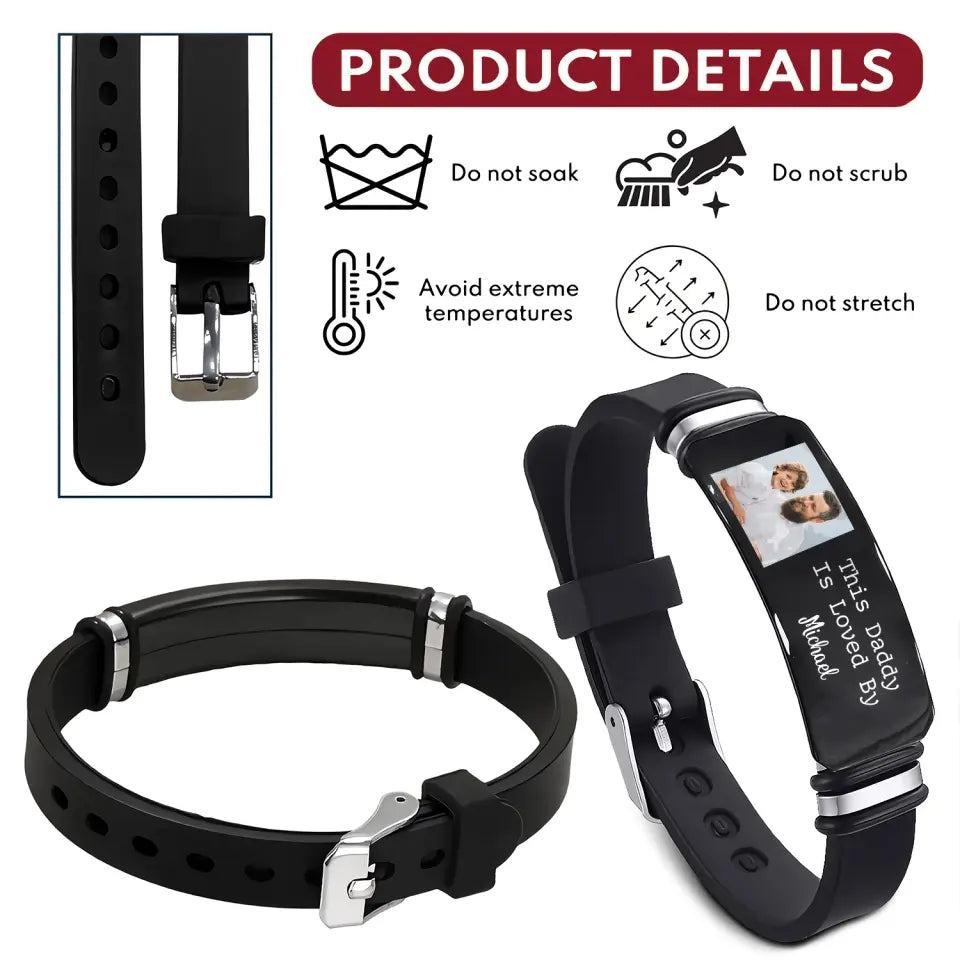 This Dad Is Loved By - Personalized Custom Photo Bracelet - Gift For Dad