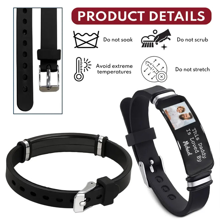 This Dad Is Loved By - Personalized Custom Photo Bracelet - Gift For Dad