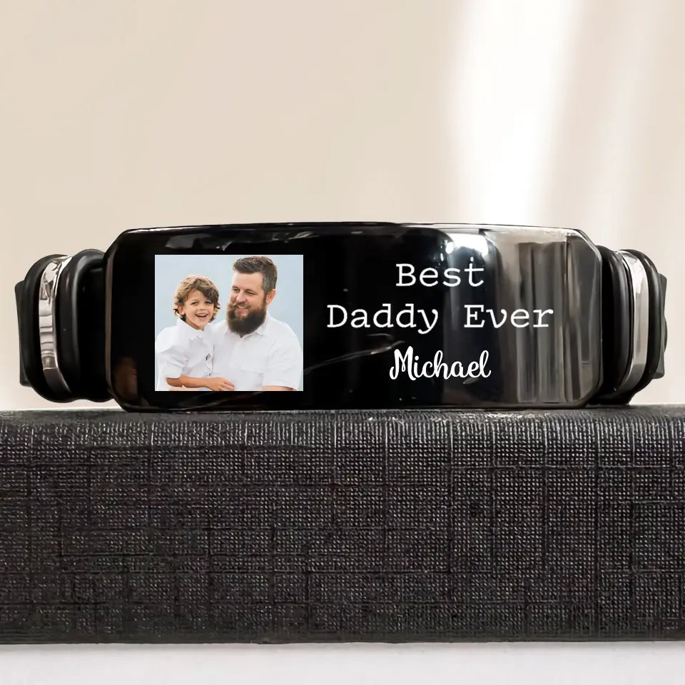 This Dad Is Loved By - Personalized Custom Photo Bracelet - Gift For Dad