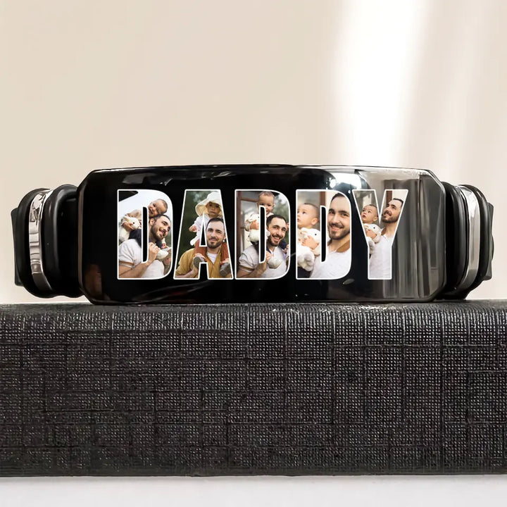 Daddy To Us You Are The World - Personalized Custom Photo Bracelet - Father's Day Gift For Dad