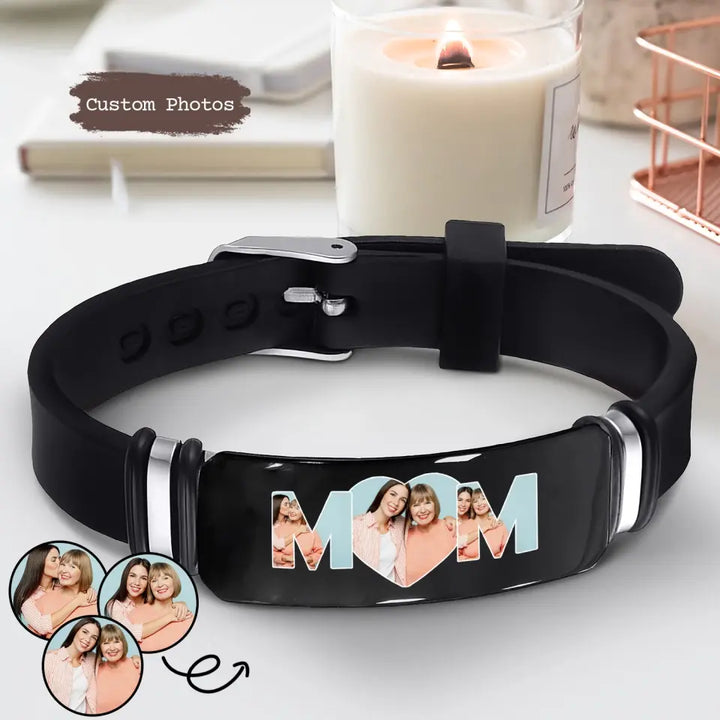 Happy Mother's Day, Mom - Personalized Custom Photo Bracelet - Mother's Day Gift For Mom, Family Members