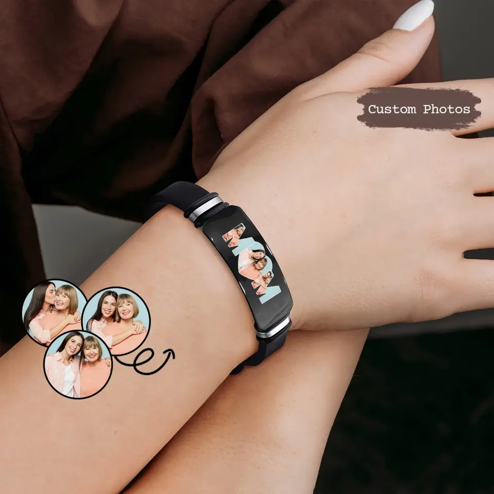 Happy Mother's Day, Mom - Personalized Custom Photo Bracelet - Mother's Day Gift For Mom, Family Members
