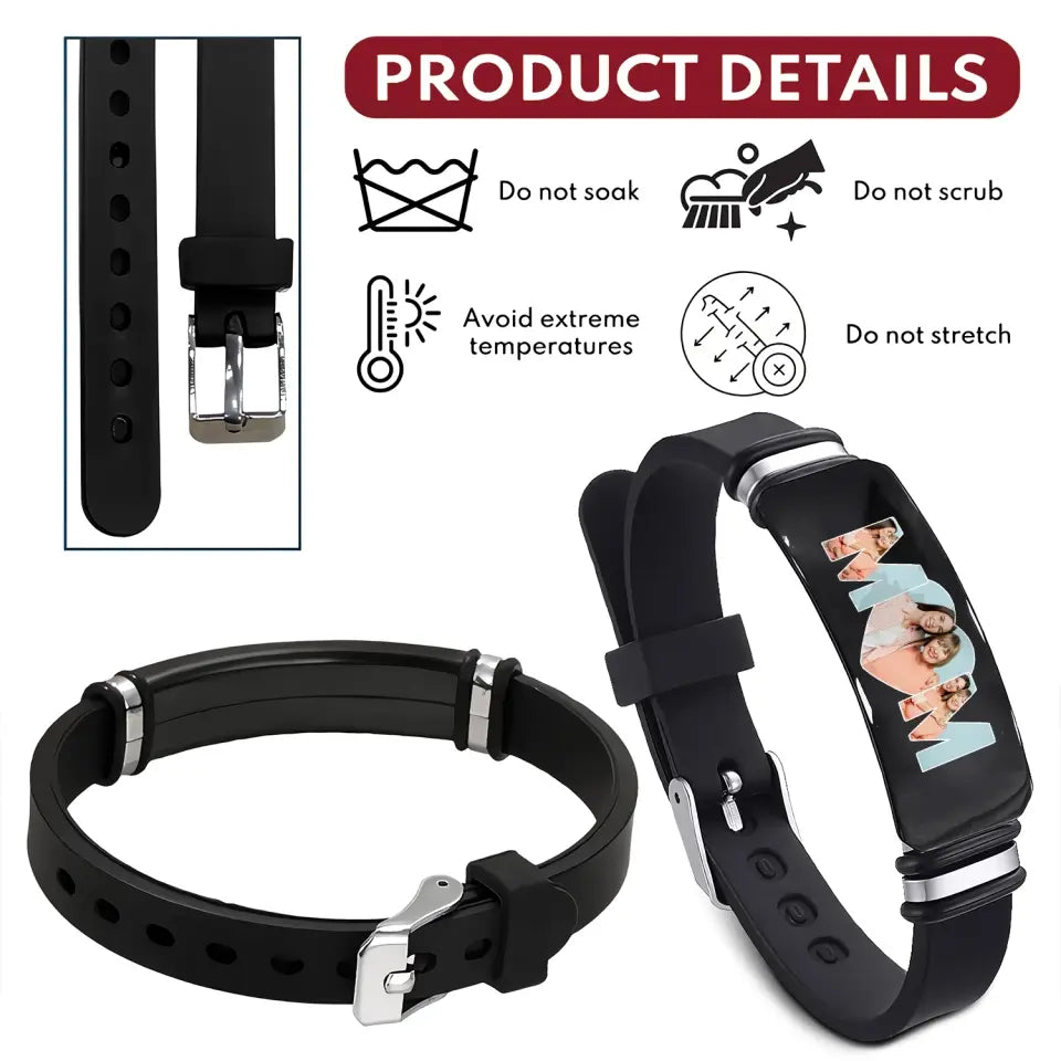 Happy Mother's Day, Mom - Personalized Custom Photo Bracelet - Mother's Day Gift For Mom, Family Members