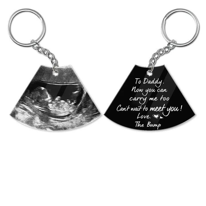 To Daddy Can't Wait To Meet You - Personalized Custom Acrylic Keychain - Gift For Family Members