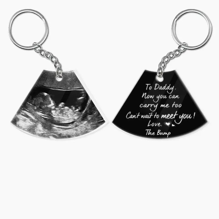 To Daddy Can't Wait To Meet You - Personalized Custom Acrylic Keychain - Gift For Family Members