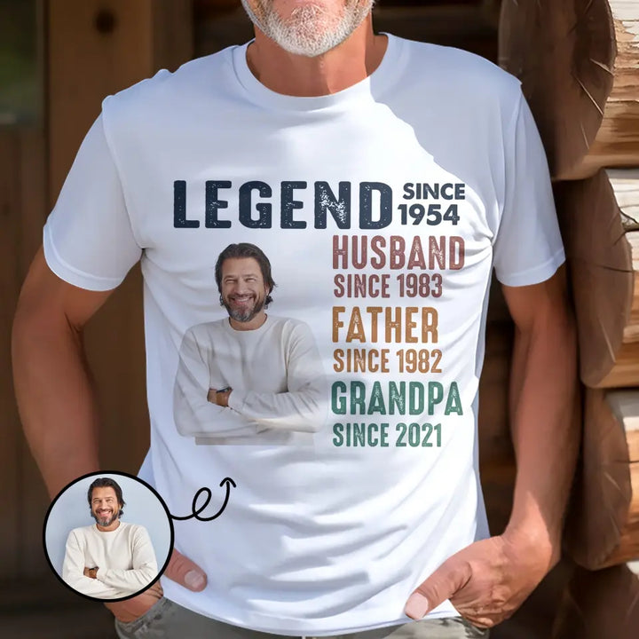 Legend Husband Father Custom Photo -  Personalized Custom T-shirt - Father's Day Gift For Dad