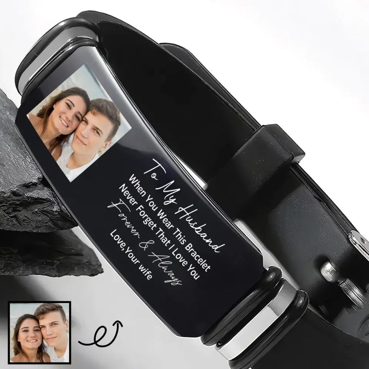 To My Husband - Personalized Custom Photo Bracelet - Gift For Couple