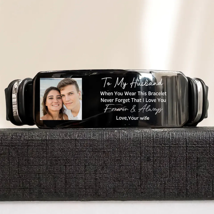 To My Husband - Personalized Custom Photo Bracelet - Gift For Couple