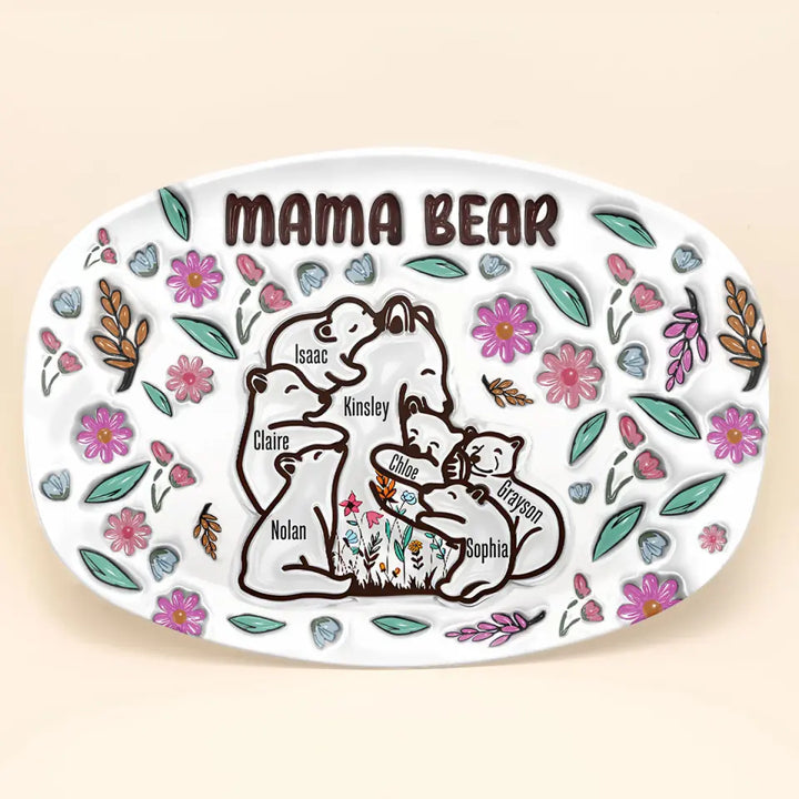 Mama Bear - Personalized Custom Platter - Gift For Mom, Grandma, Family Members