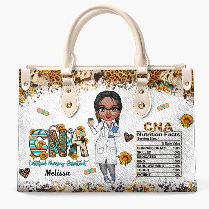 Personalized Leather Bag - Gift For CNA - Certified Nursing Assistant Nutrition Facts 2 ARND0014