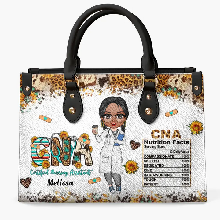 Personalized Leather Bag - Gift For CNA - Certified Nursing Assistant Nutrition Facts 2 ARND0014