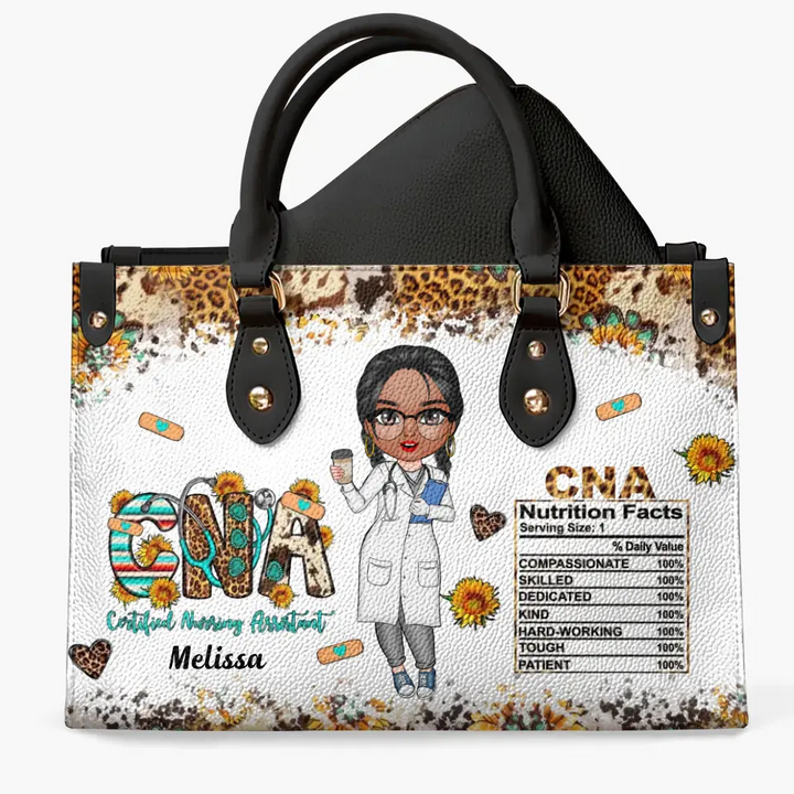 Personalized Leather Bag - Gift For CNA - Certified Nursing Assistant Nutrition Facts 2 ARND0014