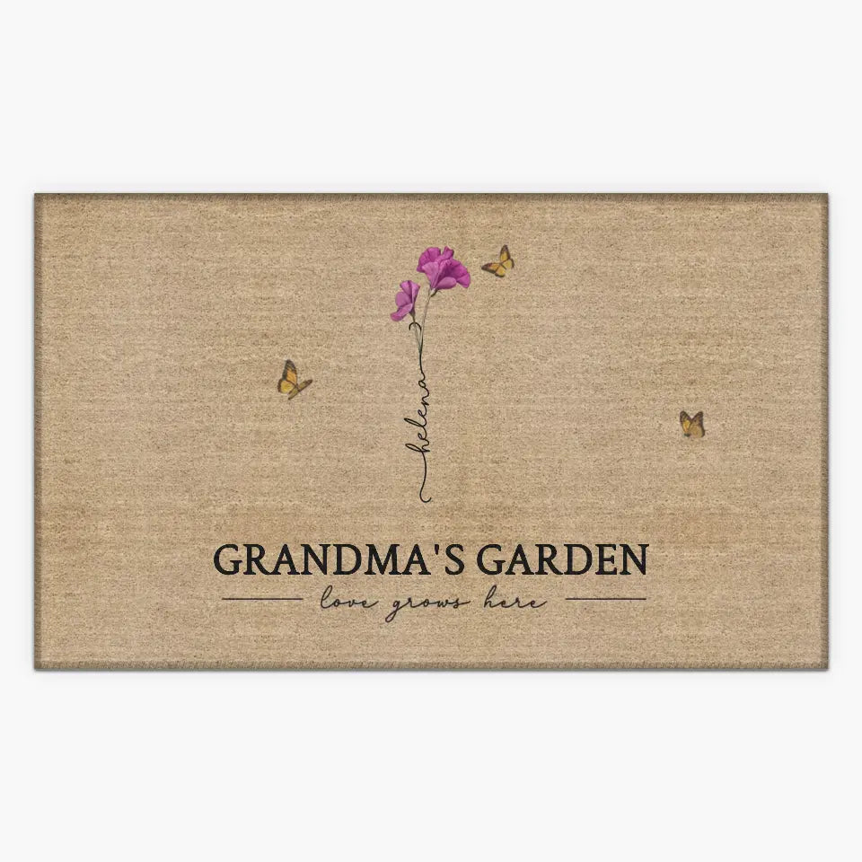 Grandma's Garden Love Grows Here - Personalized Custom Doormat - Mother's Day Gift For Mom, Grandma