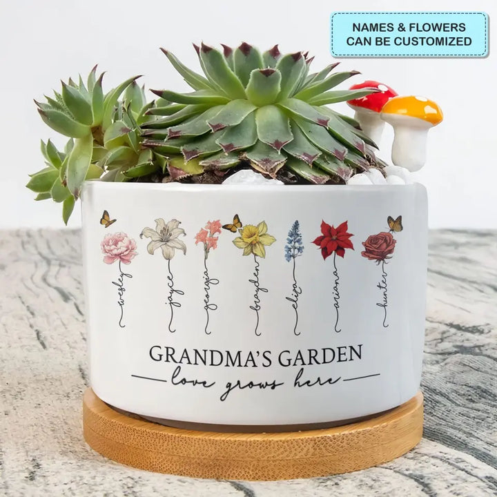 Love Grows Here - Personalized Plant Pot - Mother's Day, Birthday Gift For Mom, Grandma
