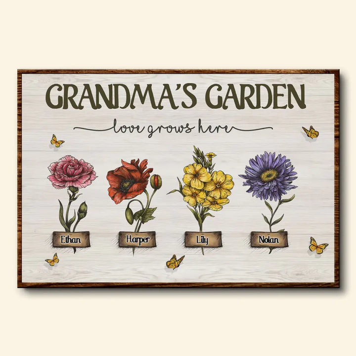 Nana's Garden - Personalized Custom Poster/Wrapped Canvas - Gift For Grandma, Family Members