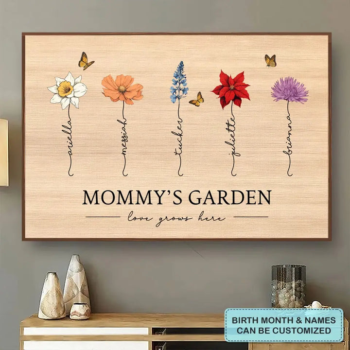 Grandma's Garden Love Grows Here - Personalized Custom Poster/Wrapped Canvas - Mother's Day Gift For Grandma, Mom