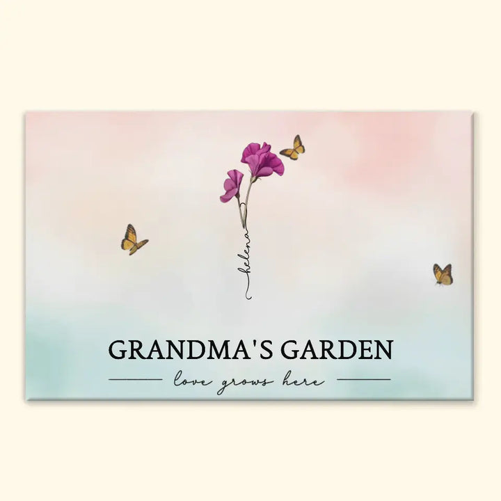 Grandma's Garden Love Grows Here - Personalized Custom Poster/Wrapped Canvas - Mother's Day Gift For Grandma, Mom