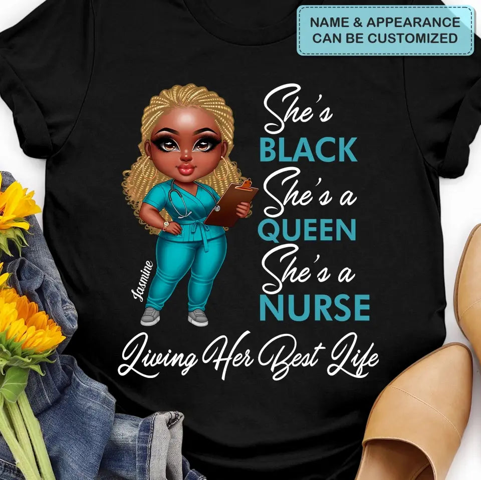 Living Her Best Life - Personalized Custom T-shirt - Nurse's Day, Appreciation Gift For Nurse