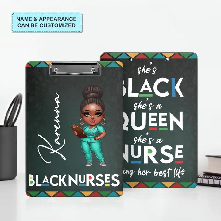 Black Nurse - Personalized Custom Clipboard - Nurse's Day, Appreciation Gift For Nurse